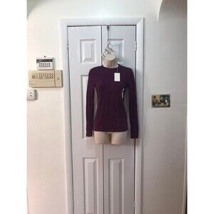 A New Day Women's Dark Purple Long Sleeve Fitted T-Shirt